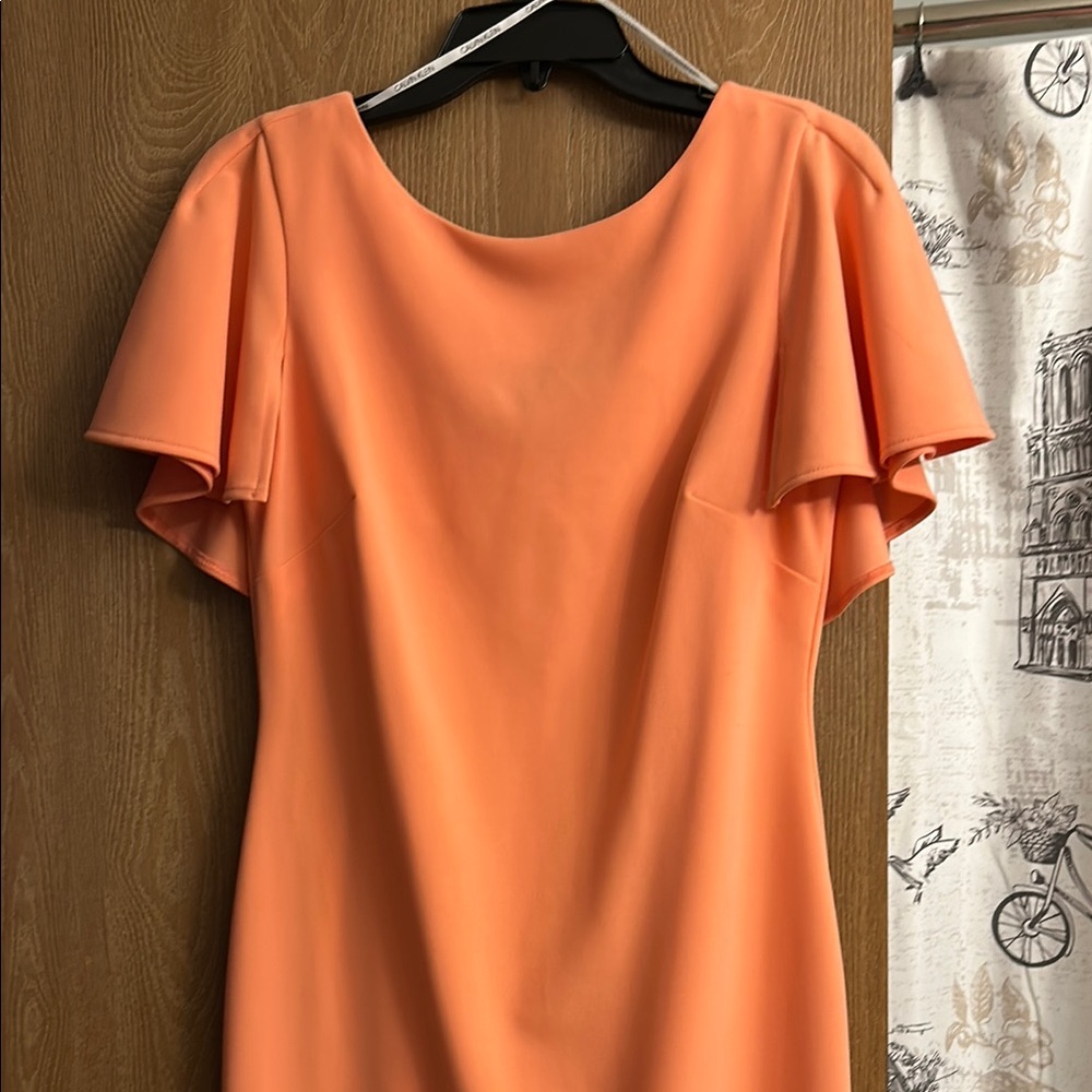 Elegant Orange Dress with Flutter Sleeves